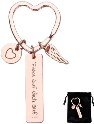 Immagine prodotto di Portachiavi in oro rosa: angelo custode e portafortuna