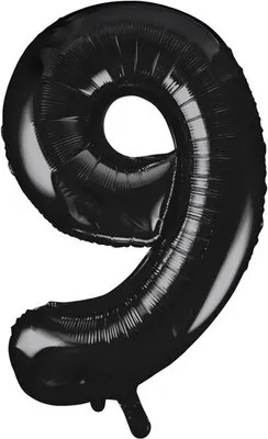 Produktbild von Folienballon in Form der Zahl 9, schwarz, ca. 86 cm, für Helium & Luft