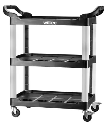 Image de Chariot à 3 niveaux Wiltec, type 01, d'une capacité de charge de 136 kg, chariot d'atelier en plastique, 74,5 × 42,5 × 67,5 cm