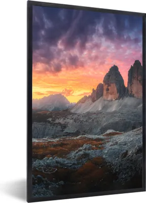 Produktbild von MuchoWow® Gerahmtes Poster Felsen - Berg - Sonnenuntergang - Landschaft 40x60 cm - Poster mit Schwarzem Bilderrahmen Wandposter Rahmen Foto Bilder - Papierdruck - Wandbilder