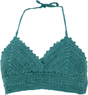 Produktbild von Häkeltop, Bikinitop, Strandtop, Hippie Bra - Petrol, Damen, Blau, Baumwolle, Tops & T-Shirts