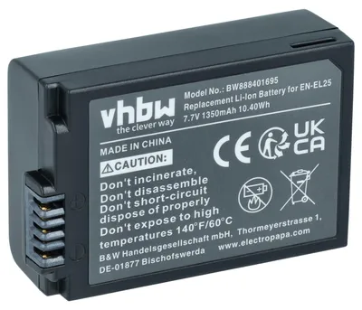 Produktbild von vhbw Akku Ersatz für Nikon EN-EL25a, EN-EL25, VFB12502 für Kamera (1350 mAh, 7,6 V, Li-Ion)