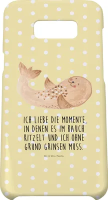 Produktbild von Mr. & Mrs. Panda Samsung Galaxy S8 plus Handyhülle  Robbe Liegen - Gelb Pastell - Geschenk, Ostsee, Handy Case, Meerestier, Lustige Sprüche, Nordsee, Hülle, Cover, Freude