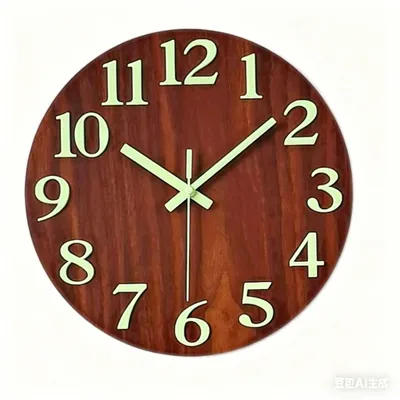 Leuchtende Wanduhr 30,5 cm, Holzoptik, Nachtlicht, rund, braun