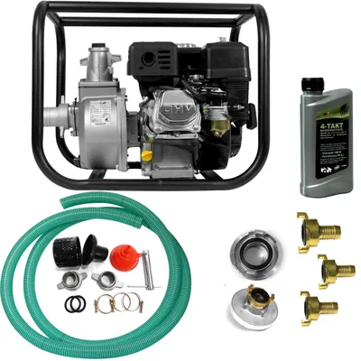 Produktbild von YERD Benzin Wasserpumpe Gartenpumpe TKB50 5,5PS 4-Takt 2,5 Bar  Starter Set