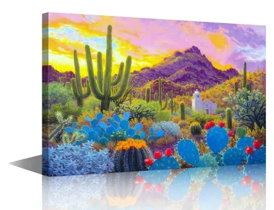 Produktbild von Solidchoice – Wanddekoration "Kakteenparadies" auf Leinwand, 40x60 cm