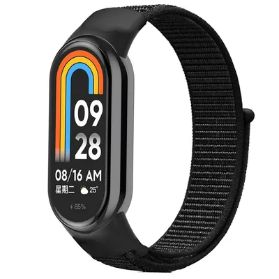 Produktbild von Strap-it Nylonarmband mit Klettverschluss - Passend für Xiaomi Mi Smart Band 8 / Band 9 (schwarz)