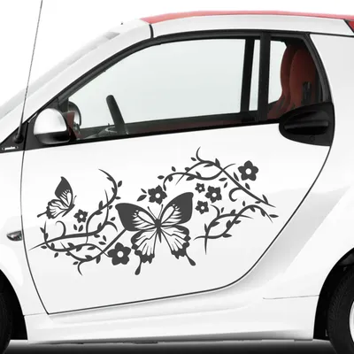 Produktbild von Aufkleber - 2 Stk. Autoaufkleber Butterfly Rankelement je 30cm x 13cm Graphit metallic - Tuning Carystyling Heckscheibe Auto