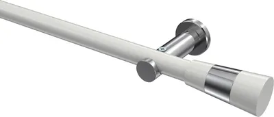 Produktbild von Interdeco Gardinenstange / Vorhangstange Weiß / Chrom, Typ Platon Tanara (Konus Bicolor) ohne Ringe, 20 mm Ø 1-läufig, 440 cm