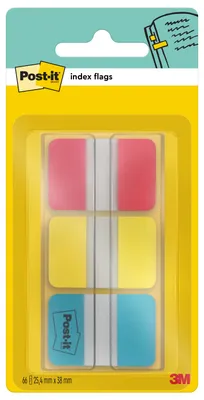 Produktbild von Post-it® Index Strong Ablagetabs Tagging Tabs Blau Rot Gelb 25x38mm 66 Stk