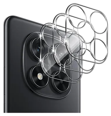 A close-up view of a smartphone's rear camera module with a protective lens cover placed over it.