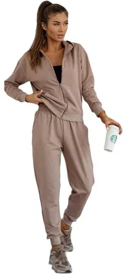 Produktbild von Damen Jogginganzug Hoodie & Hose, EU, Cappuccino S/36