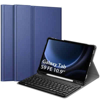 Produktbild von Fintie Tastatur Hülle für Samsung Galaxy Tab S9 FE 10.9 Zoll/Tab S9 11 Zoll 2023 Tablet, Keyboard Cover mit Magnetisch Abnehmbarer Deutscher Bluetooth Tastatur, Dunkelblau