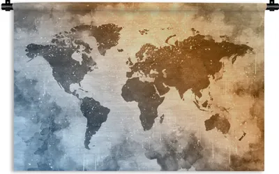 Produktbild von MuchoWow® Wandteppich Wandbehang Weltkarte - Abstrakt - Farben 90x60 cm Tapisserie Dekoration Wandtuch - Wandskulpturen - Bildteppich