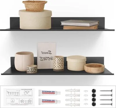 Produktbild von Famanu Wandregal 30 cm schwarz - für Kinderzimmer, Bad und Wohnzimmer
