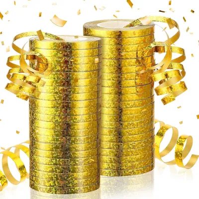 Productafbeelding van 24 rollen luchtslangen 10 m goud glinsterend voor feest - Bruiloft