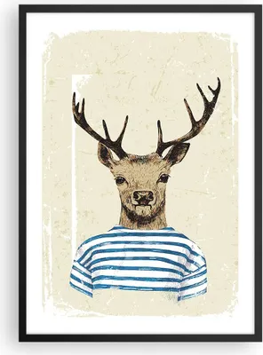 Produktbild von Gerahmtes Poster - Schwarzer Rahmen - Hipster Anthropomorphismus Hirsch - 50x70 cm - Wand Bild - Wanddeko - Wandbilder - Wandposter - Bilderrahmen - Bilder - Kunstdruck - Wandbild - P2BPA50x70-4227