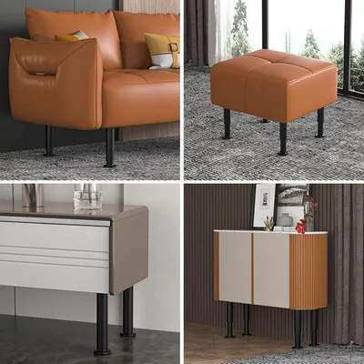 Produktbild von Famanu Möbelbeine verstellbar - Metall schwarz - höhenverstellbar - für Schrank, TV-Möbel, Bett, Sofa, Nachttisch