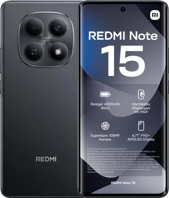 Produktbild von Redmi Note 15 4G 6GB + 128GB Black Smartphone