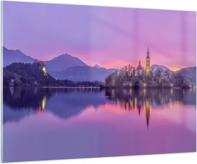 Produktbild von Bilder auf glas - Landschaft Berg See Kirche - 100x70cm - Glasbilder - Wandbilder - Kunstdruck - zum Aufhängen bereit - Wanddekoration aus Glas - Glas Bilder - Wandbild auf Glas - GAA100x70-3208