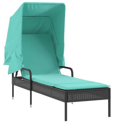 Immagine prodotto di Lettino prendisole con tettuccio parasole vidaXL, nero, in polyrattan