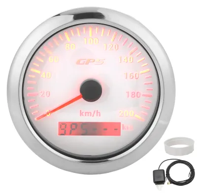 Produktbild von 3,3-Zoll-GPS-Tachometer 0-200 km/h Geschwindigkeitsmesser mit Hintergrundbeleuchtung IP67 wasserdicht für Auto Marine Boot YachtWeißes Zifferblatt