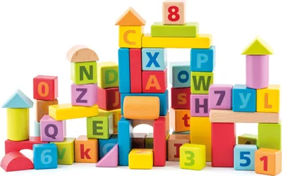 Image de Woody Blocs pastel avec lettres et chiffres
