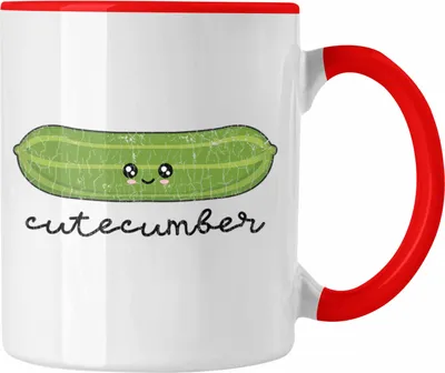 Produktbild von Trendation - Lustige Tasse mit Spruch Cutecumber Süße Grafik Geschenk für Freundin Freund Liebe Valentinstag (Rot)