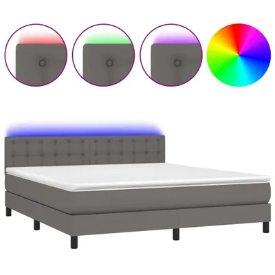 Image de Sommier à lattes de lit avec matelas et LED Gris 160x200 cm