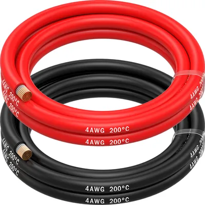 Produktbild von 4 AWG Silikon Elektronik Kabel - 4 Gauge (21,2mm²) - 2 Kabel Jede 1,5m / 5ft