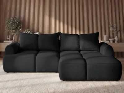 Produktbild von GrainGold Ecksofa L-Form Rechts Boono - Ecksofa mit Schlaffunktion und Bettkasten - Moderne Ecksofa, Wohnzimmer Ecksofa - Eckcouch Schwarz (Komodo 23)