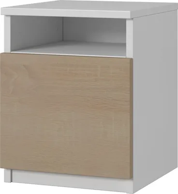 Produktbild von YUMEBLY Nachttisch | Nachtschrank | Beistelltisch | Kommode für Schlafzimmer, Wohnzimmer, Jugendzimmer | 30x40x30 cm | Weiß - Sonoma