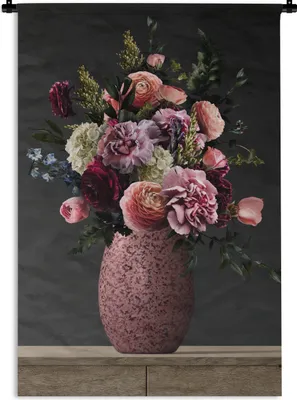Produktbild von MuchoWow® Wandteppich Wandbehang Farben - Blumen - Vase 90x135 cm Tapisserie Dekoration Wandtuch - Baumwolle - Wandskulptur