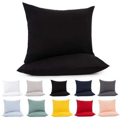 Kissenbezug 40x60 cm, 2er-Set, Schwarz, Jersey-Baumwolle, Oeko-Tex