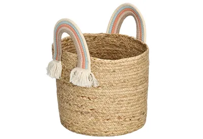 Produktbild von ZELLER Aufbewahrungsbox rund Regenbogen Baumwolle und Seegras 30x30cm