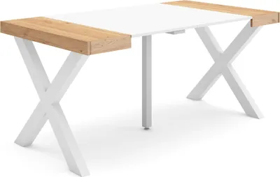Produktbild von Ausziehbarertisch, 160x90x73cm, Für 8 Gäste, Massivholz Beine, Eiche und weiß