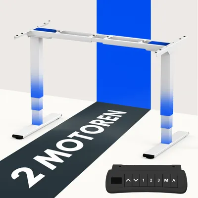 Produktbild von FLEXISPOT EC5 Pro höhenverstellbares Schreibtischgestell elektrisch mit 2 Motoren 160kg Tragkraft 3-fach-Teleskop Speicher- und Timer-Funktion Weiß