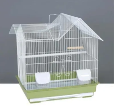 Productafbeelding van Vogelkooi A801 wit 48x36x51 cm met zitstokken, schommel en voerbakjes