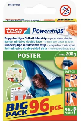 tesa® Klebepads Powerstrips® POSTER Big Pack, Haltekraft max. 200 g, rückstandslos entfernba