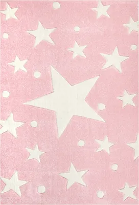 Produktbild von Livone Teppich Happy Rugs Stars Rosa - Weiß 160 cm x 230 cm