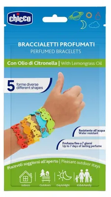 Zdjęcie produktu dla Chicco, zestaw 5 silikonowych bransoletek zapachowych