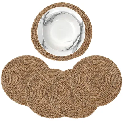 4er-Set runde Tischsets, hitzebeständig, Ø 30 cm, Beige