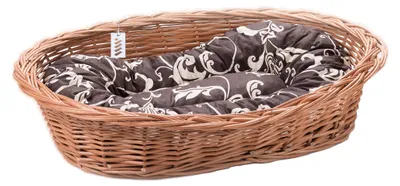 Image de Lit en osier pour chiens, chats et autres animaux, doux, panier de repos avec coussin, 2, K22 - vertèbres blanches sur fond marron