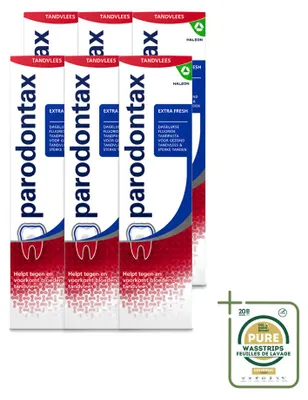 Productafbeelding van 6 x Parodontax Tandpasta Extra Fresh voor bloedend tandvlees, 75 ml - Voorraadverpakking - 6 stuks