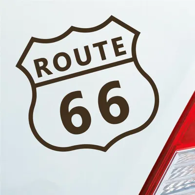 Produktbild von Auto Aufkleber Route 66 USA Bike Harley Motorrad 10x10 cm Braun Sticker Heckscheibenaufkleber