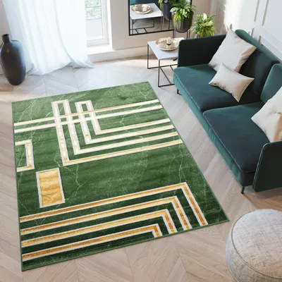 Produktbild von Teppich Wohnzimmer Schlafzimmer Kurzflor Modern Meliert Design Grün Gelb 120 x 170 cm