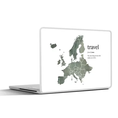 Produktbild von MuchoWow® Laptop Aufkleber Sticker Cover Europa-Karte - Zitate - Aquarell 40x30 cm - Laptop Dekoration - Selbstklebend