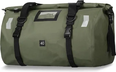 Obrázek produktu pro Velkokapacitní vodotěsná taška na motorku s rolovacím uzávěrem, popruhy přes rameno, reflexní design (armádní zelená, 40 l)