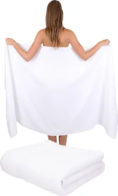 Produktbild von Betz 2 Stück XXL Badetücher 100 x 200 cm PALERMO  Saunatuch 100% Baumwolle  Farbe: weiß