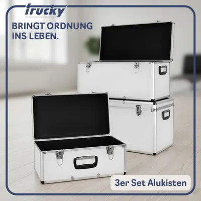 Obrázok produktu pre trucky hliníková sada 3 boxov hliníkový box 3x hliníkový box kufor prepravný box box na náradie strieborný